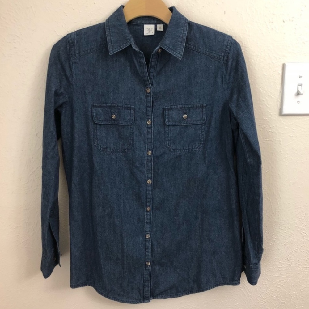 BP. Denim Chambray Button Down Blouse In size XS - Picture 2 of 7